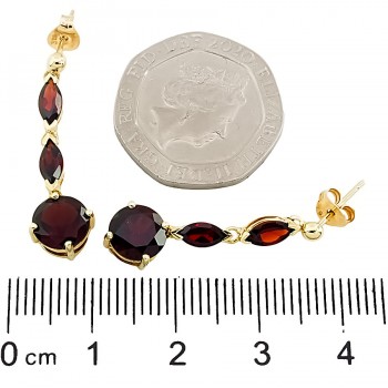 9ct gold Garnet Drop Earrings
